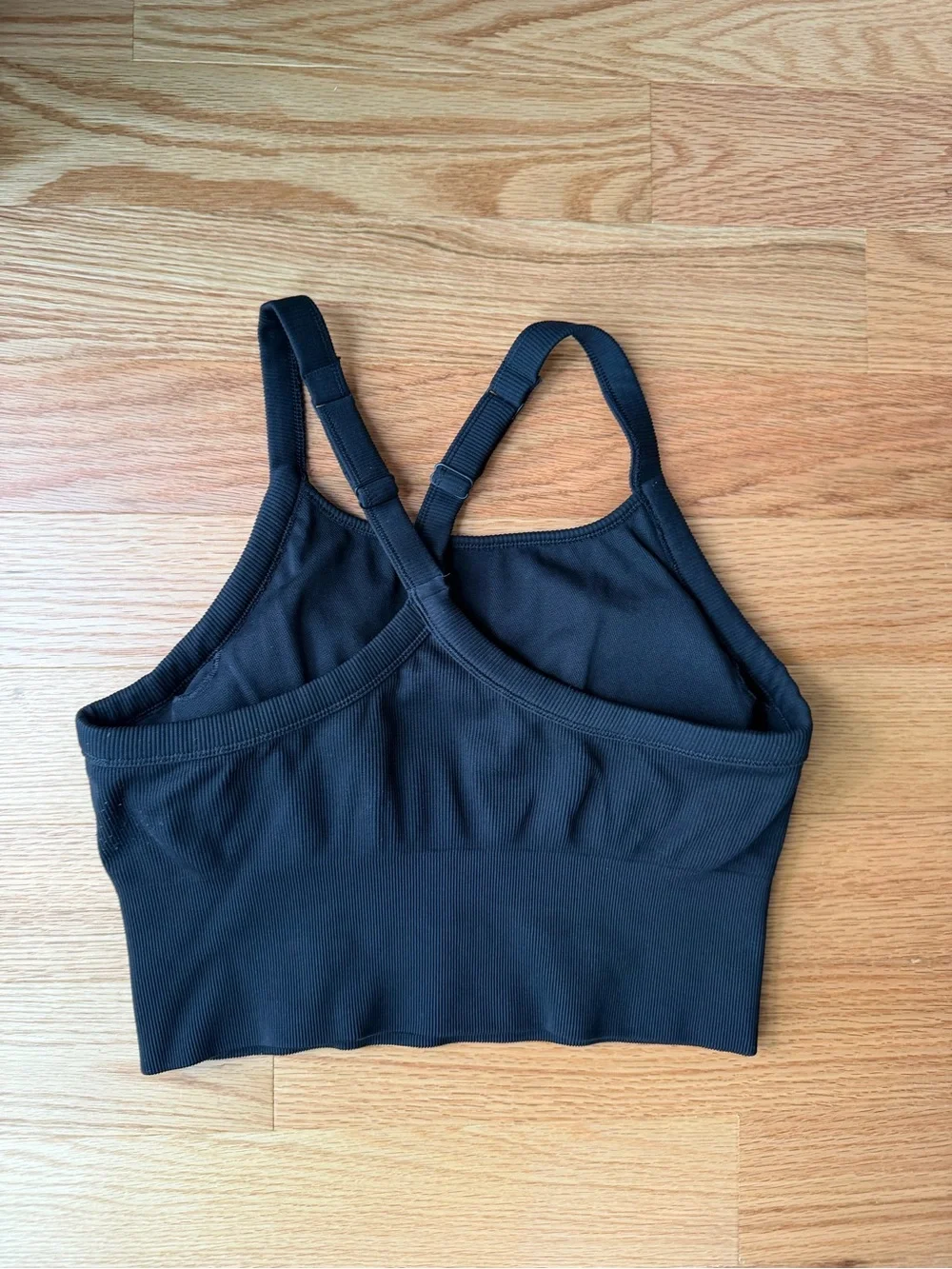 Alo Yoga Seamless Ribbed Favorite Bra Tank Black Built In Bra